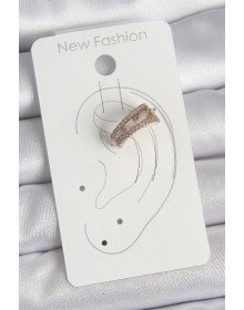 Pirinç Gold Renk Zirkon Taşlı 3'Lü Sıralı Model Kadın Kıkırdak Küpe