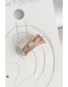 Pirinç Gold Renk Zirkon Taşlı 3'Lü Sıralı Model Kadın Kıkırdak Küpe