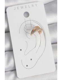 Pirinç Gold Renk Zirkon Taşlı 3'Lü Sıralı Model Kadın Kıkırdak Küpe