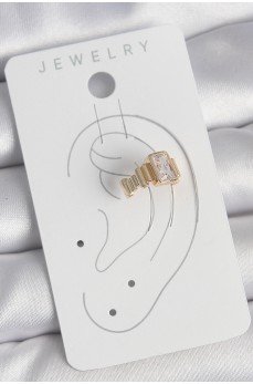 Pirinç Gold Renk Kare Zirkon Taşlı Kadın Kıkırdak Küpe