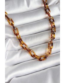 Leopar Desenli Mika Zincir Kadın Kolye