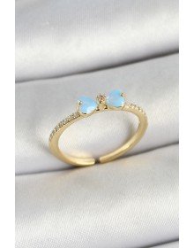 Pirinç Fiyonk Figürlü Zirkon Taşlı Gold Renk Ayarlanabilir Kadın Yüzük