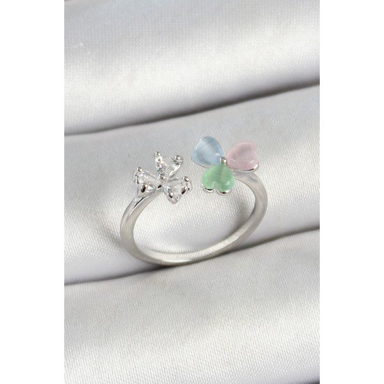 Pirinç Kalp Figürlü Zirkon Taşlı Gümüş Renk Ayarlanabilir Kadın Yüzük Pirinç Kalp Figürlü Zirkon Taşlı Gümüş Renk Ayarlanabilir Kadın Yüzük