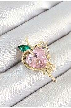 Pembe Ve Yeşil Zirkon Taşlı 3D Eriyen Kalp Figürlü Gold Renk Kadın Broş Pembe Ve Yeşil Zirkon Taşlı 3D Eriyen Kalp Figürlü Gold Renk Kadın Broş