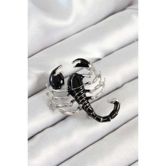 3D Siyah Akrep Figürlü Gümüş Renk Kadın Broş 3D Siyah Akrep Figürlü Gümüş Renk Kadın Broş