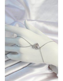 316L Çelik Zincirli Gümüş Renk Kalp Figürlü Zirkon Taşlı Şahmeran