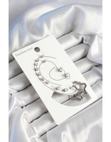 316L Çelik Yıldız Figürlü Ve Zirkon Taşlı Gümüş Renk 7'li Çift Kadın Küpe Set