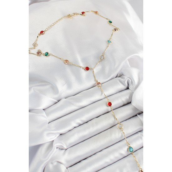 Pirinç Asorti Model Gold Renk Zirkon Taşlı Y Kolye Pirinç Asorti Model Gold Renk Zirkon Taşlı Y Kolye