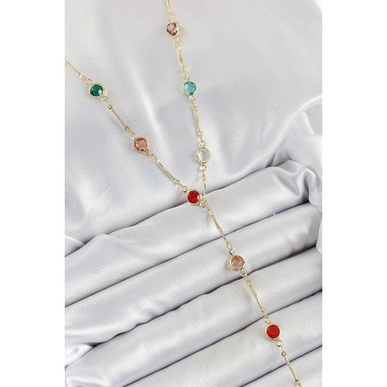 Pirinç Asorti Model Gold Renk Zirkon Taşlı Y Kolye Pirinç Asorti Model Gold Renk Zirkon Taşlı Y Kolye