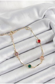 Pirinç Asorti Model Gold Renk Zirkon Taşlı Kadın Bileklik