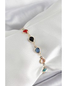 Pirinç Asorti Model Gold Renk Zirkon Taşlı Kadın Bileklik