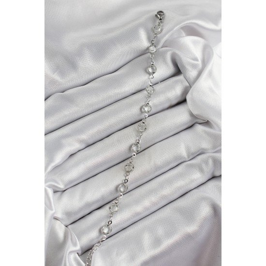 Pirinç Gümüş Renk Zirkon Taşlı Bileklik Pirinç Gümüş Renk Zirkon Taşlı Bileklik