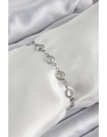 Pirinç Gümüş Renk Zirkon Taşlı Bileklik