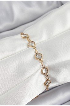 Pirinç Gold Renk Zirkon Taşlı Kadın Bileklik