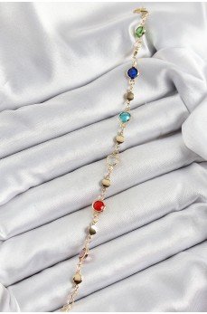 Pirinç Karışık Renk Zirkon Taşlı Gold Renk Kadın Bileklik Pirinç Karışık Renk Zirkon Taşlı Gold Renk Kadın Bileklik