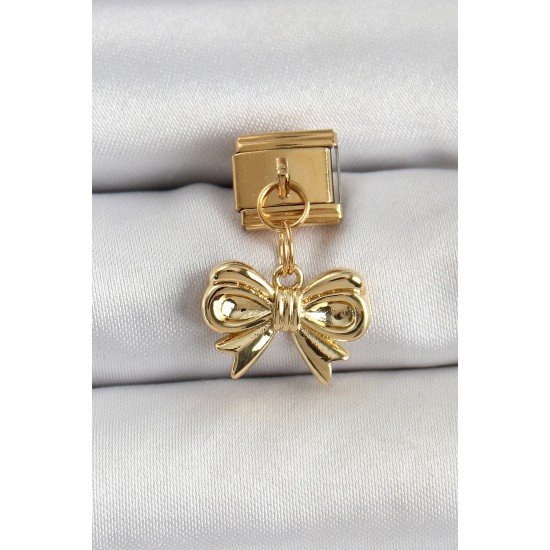 316L Çelik Sallantılı Fiyonk Model Gold Renk Nomination Charm