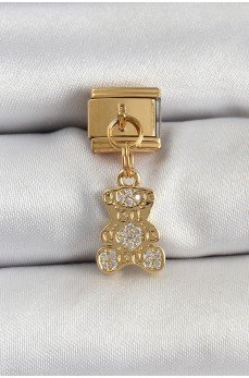 316L Çelik Sallantılı Zirkon Taşlı Ayıcık Model Gold Renk Nomination Charm 316L Çelik Sallantılı Zirkon Taşlı Ayıcık Model Gold Renk Nomination Charm