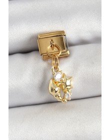 316L Çelik Sallantılı Zirkon Taşlı Deniz Kabuğu Ve Yıldız Model Gold Renk Nomination Charm