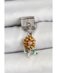 316L Çelik Sallantılı Ayçiçeği Model Gümüş Renk Nomination Charm