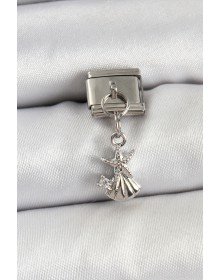 316L Çelik Sallantılı Zirkon Taşlı Deniz Yıldızı Ve İstiridye Model Gümüş Renk Nomination Charm