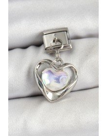 316L Çelik Sallantılı Zirkon Taşlı Kalp Model Gümüş Renk Nomination Charm