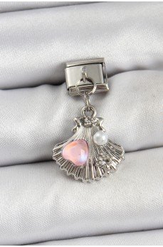 316L Çelik Sallantılı İnci Detaylı İstiridye Model Gümüş Renk Nomination Charm