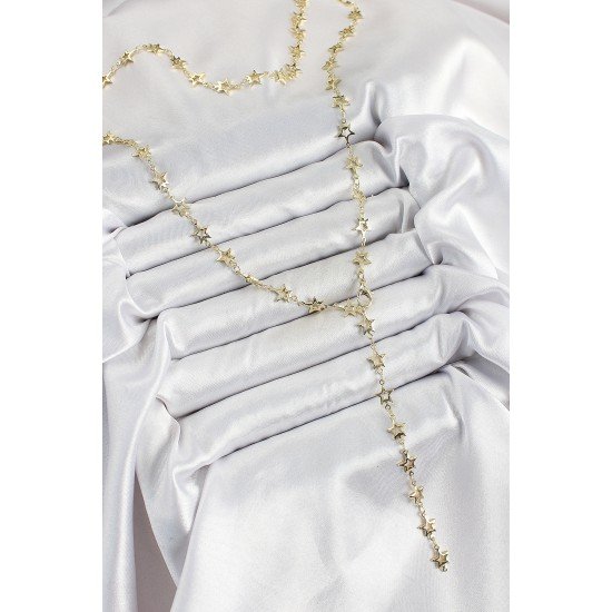 Pirinç Gold Renk Yıldızlı Kadın Y Kolye Pirinç Gold Renk Yıldızlı Kadın Y Kolye