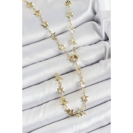 Pirinç Gold Renk Yıldızlı Kadın Y Kolye Pirinç Gold Renk Yıldızlı Kadın Y Kolye