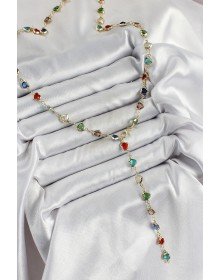 Pirinç Gold Renk Karışık Renk Zirkon Taşlı Kalpli Y Kadın Kolye