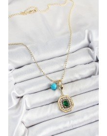 Gold Renk Pirinç Zirkon Taşlı Kadın Serenay Kolyesi