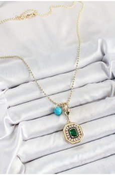 Gold Renk Pirinç Zirkon Taşlı Kadın Serenay Kolyesi