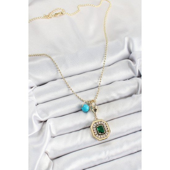 Gold Renk Pirinç Zirkon Taşlı Kadın Serenay Kolyesi Gold Renk Pirinç Zirkon Taşlı Kadın Serenay Kolyesi