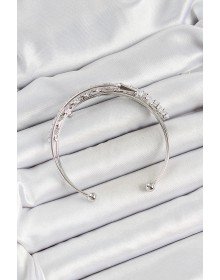 Pirinç Gümüş Renk Arpa Zirkon Taşlı Kadın Bileklik