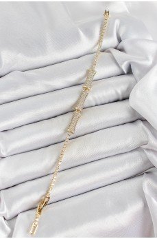 Pirinç Gold Renk Zirkon Taşlı Kemik Model Kadın Bileklik Pirinç Gold Renk Zirkon Taşlı Kemik Model Kadın Bileklik