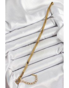 316L Çelik Gold Renk Yassı Zincir Model Kadın Bileklik