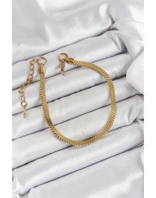 316L Çelik Gold Renk Yassı Zincir Model Kadın Bileklik