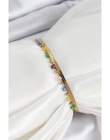 316L Çelik Gold Renk Karışık Renkli Kristal Taşlı Kadın Bileklik