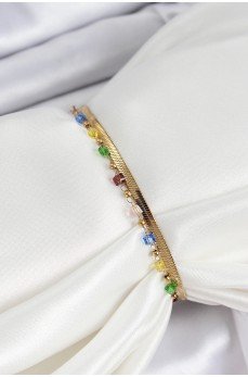 316L Çelik Gold Renk Karışık Renkli Kristal Taşlı Kadın Bileklik 316L Çelik Gold Renk Karışık Renkli Kristal Taşlı Kadın Bileklik