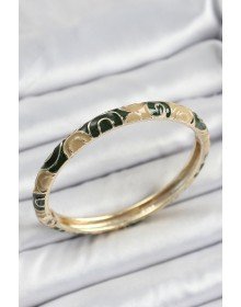 Mineli Pirinç Siyah ve Kahverengi Motifli Kadın Kelepçe