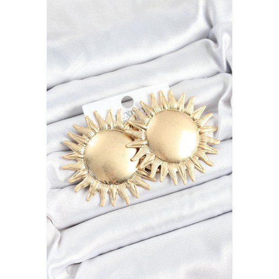 Pirinç Güneş Model Gold Renk Kadın Küpe Pirinç Güneş Model Gold Renk Kadın Küpe