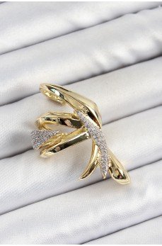 Pirinç Zirkon Taşlı Sıkıştırma Sağ Kıkırdak Gold Renk Kadın Küpe