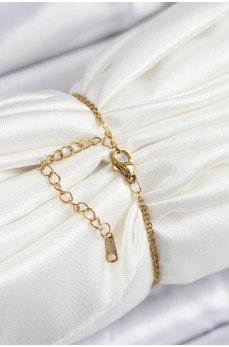 316L Çelik Zincir Mor Mineli Sanatsal Portre İnci Detaylı Çiçek Model Gold Renk Kadın Bileklik