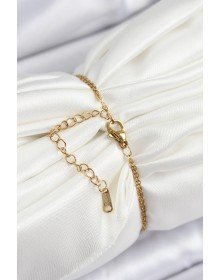 316L Çelik Zincir Mor Mineli Sanatsal Portre İnci Detaylı Papatya Model Gold Renk Kadın Bileklik