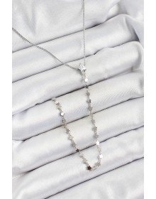 Pirinç Zirkon Taşlı Yıldız Figürlü Y Model Gümüş Renk Kadın Kolye