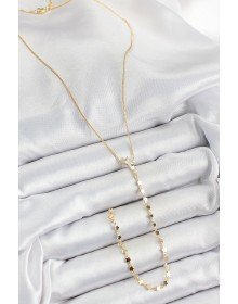 Pirinç Zirkon Taşlı Yıldız Figürlü Y Model Gold Renk Kadın Kolye