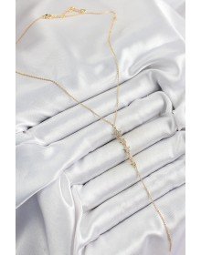 Pirinç Zirkon Taşlı Sıralı Yıldız Figürlü Y Model Gold Renk Kadın Kolye