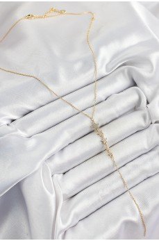 Pirinç Zirkon Taşlı Sıralı Yıldız Figürlü Y Model Gold Renk Kadın Kolye