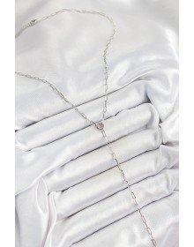 Pirinç Zirkon Taşlı Pembe Kalp Figürlü Y Model Gümüş Renk Kadın Kolye