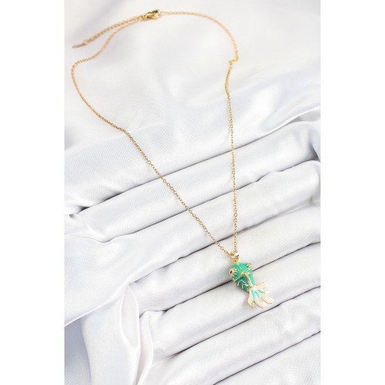 316L Çelik Zincir Yeşil Balık Model Gold Renk Kadın Kolye 316L Çelik Zincir Yeşil Balık Model Gold Renk Kadın Kolye