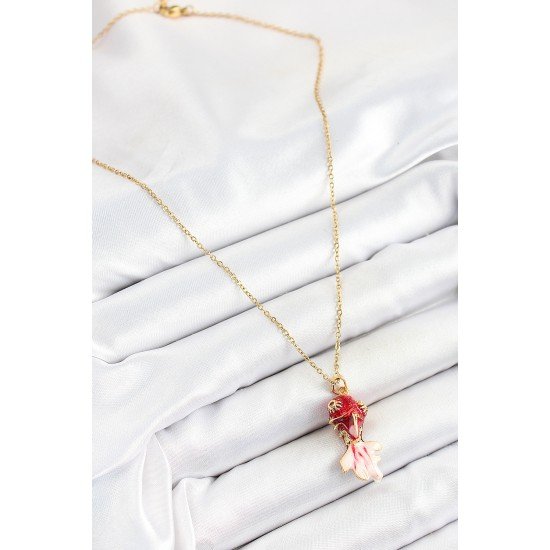 316L Çelik Zincir Kırmızı Balık Model Gold Renk Kadın Kolye 316L Çelik Zincir Kırmızı Balık Model Gold Renk Kadın Kolye